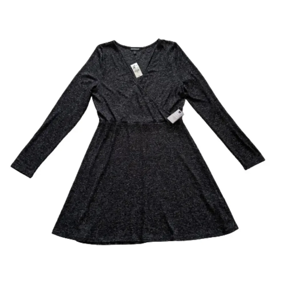 Express Dress Charcoal Gray Jersey Long Sleeve Surplice V- Neck Dress Medium NEW